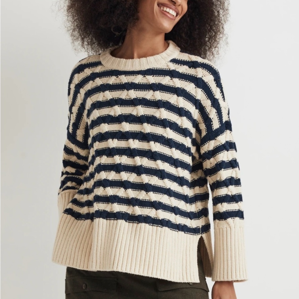 Madewell Navy and Cream Striped Sweater
